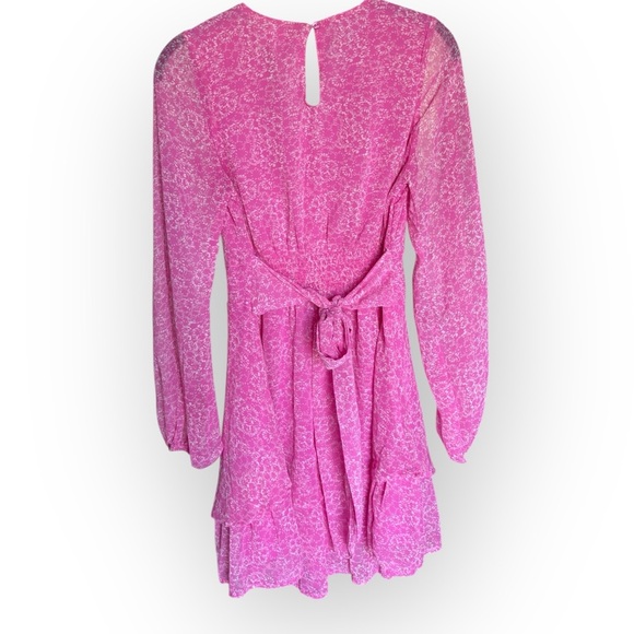 Japna Pink Floral Longsleeve Dress Medium - Picture 2 of 3